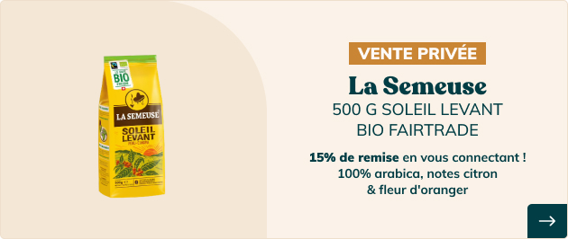 Vente privée bio : Café en grain La Semeuse Soleil Levant