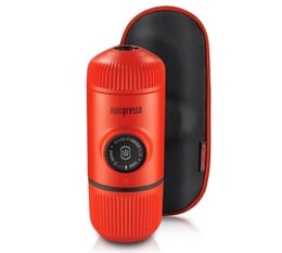 Wacaco Nanopresso for ground coffee in Lava Red with protective case