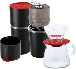 Kit n°2 Cafflano coffee maker in black + Hario V60 + coffee pot