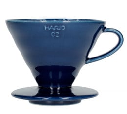 Hario V60 dripper in indigo blue ceramic for 1-4 cups