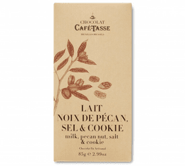 Café Tasse Milk Chocolate Bar with Pecan Nuts Salt & Cookies - 85g