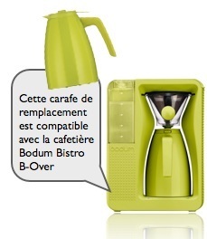 carafe de remplacement verte pour cafetière bodum bistro b-over