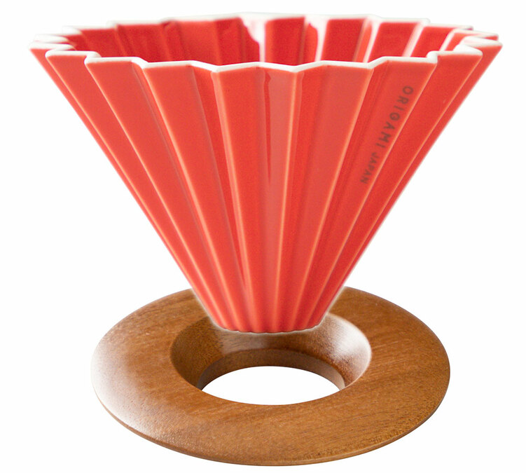 Dripper Origami Red M Acacia Wood