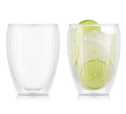 2 verres double paroi, striés, 32 cl BODUM