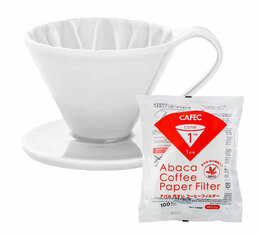 Cafec Arita Flower Dripper 1 Cup White + 100 Acaba Filters