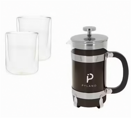 Cafetière à piston pour professionnels CALI 8 tasses (1L) + 2 verres double paroi Mila 10cl offerts - PYLANO